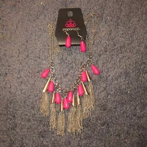Pink and silver tassel set